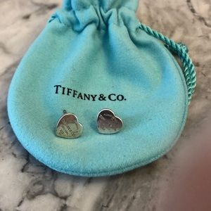 Tiffany & Co heart stud mini earrings. No original backs. Pre owned .